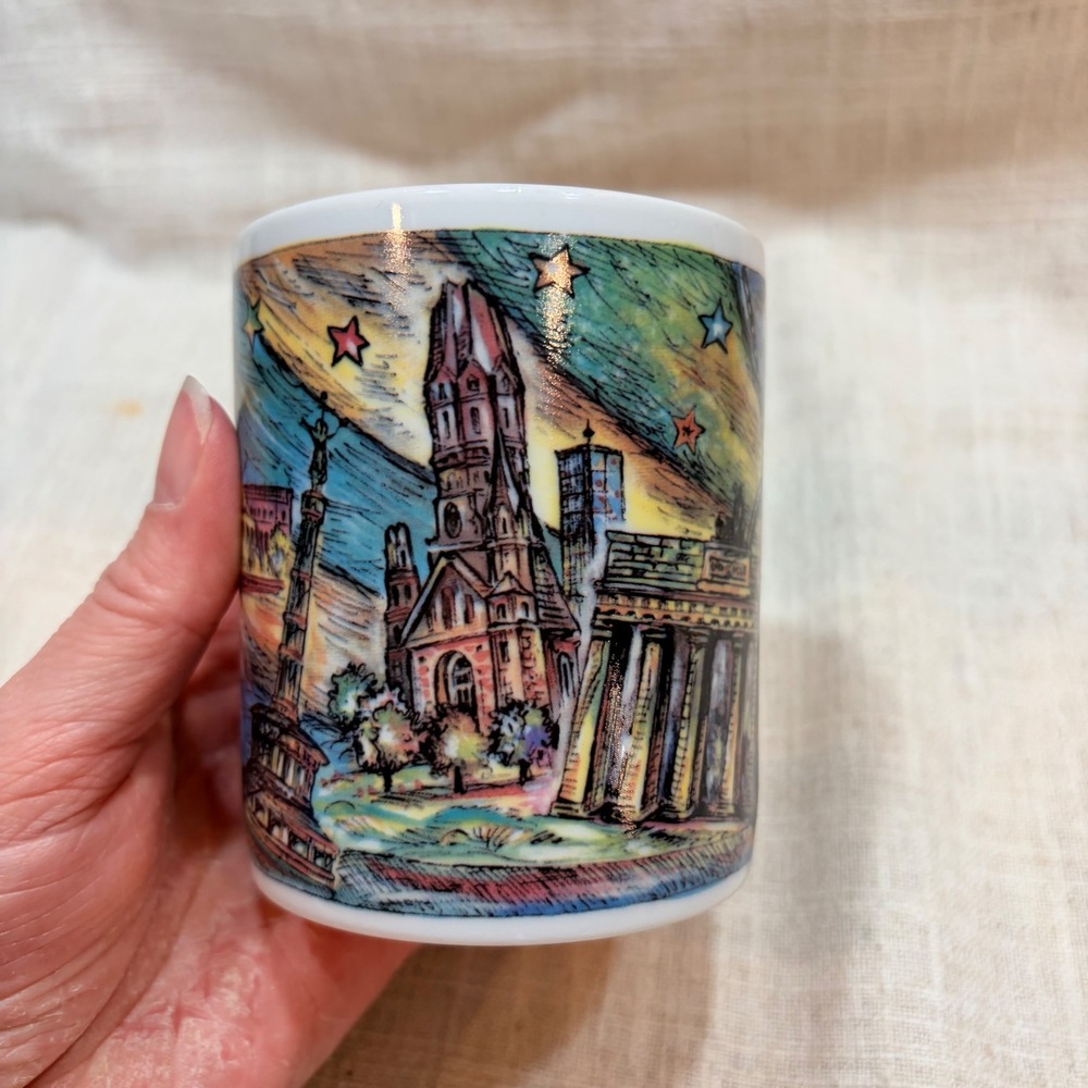 Kahla Germany Berlin City Landmarks Porcelain Mug Sculpted‎ Crowned Bear Handle - Picture 2 of 5